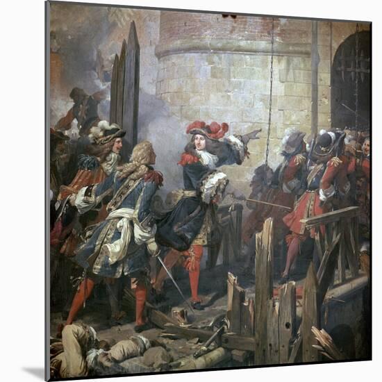 Louis XIV Leads the Assault of Valenciennes, 17th Century-Jean Alaux-Mounted Giclee Print