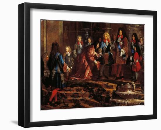 Louis XIV Receiving Submission, Doge of Genoa in May 1685-Claude-Guy Halle-Framed Giclee Print