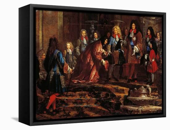 Louis XIV Receiving Submission, Doge of Genoa in May 1685-Claude-Guy Halle-Framed Stretched Canvas