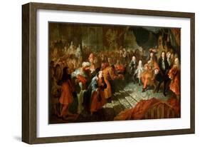 Louis XIV Receiving the Persian Ambassador in the Galerie Des Glaces at Versailles-Antoine Coypel-Framed Giclee Print