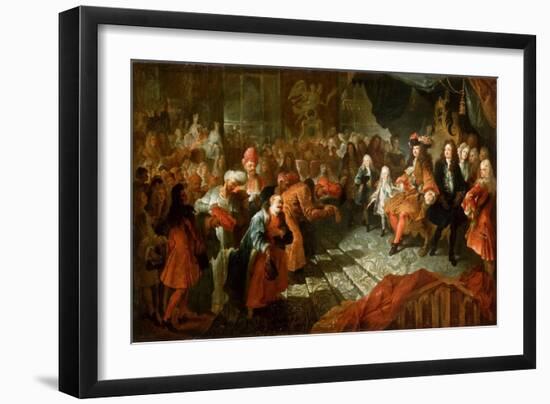 Louis XIV Receiving the Persian Ambassador in the Galerie Des Glaces at Versailles-Antoine Coypel-Framed Giclee Print