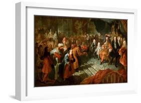 Louis XIV Receiving the Persian Ambassador in the Galerie Des Glaces at Versailles-Antoine Coypel-Framed Giclee Print