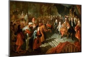 Louis XIV Receiving the Persian Ambassador in the Galerie Des Glaces at Versailles-Antoine Coypel-Mounted Giclee Print