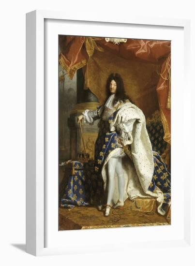 Louis XIV, roi de France, portrait en pied en costume royal-Hyacinthe Rigaud-Framed Giclee Print