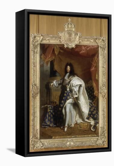 Louis XIV, roi de France, portrait en pied en costume royal-Hyacinthe Rigaud-Framed Stretched Canvas