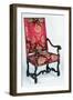 Louis XIV Style Walnut Armchair with Upholstered Back and Seat, France, Second Half 17th Century-null-Framed Giclee Print