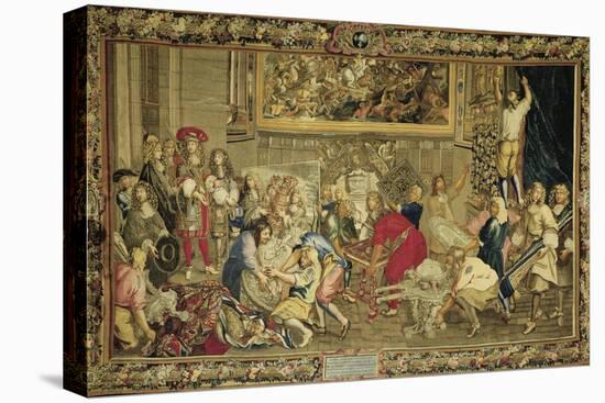 Louis XIV Visiting the Gobelins Factory, 1673-null-Stretched Canvas