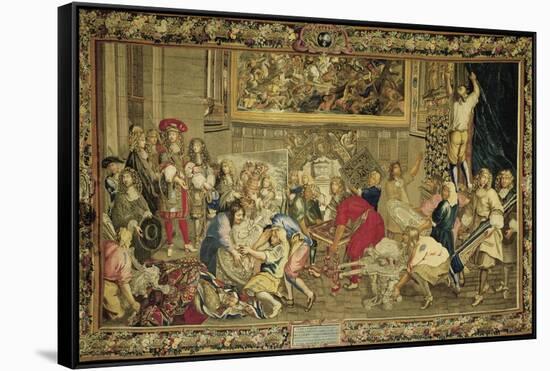 Louis XIV Visiting the Gobelins Factory, 1673-null-Framed Stretched Canvas