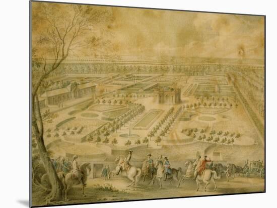 Louis XV en vue des jardins de Trianon, de la ménagerie et des basses-cours, du Pavillon français-Jacques André Portail-Mounted Giclee Print