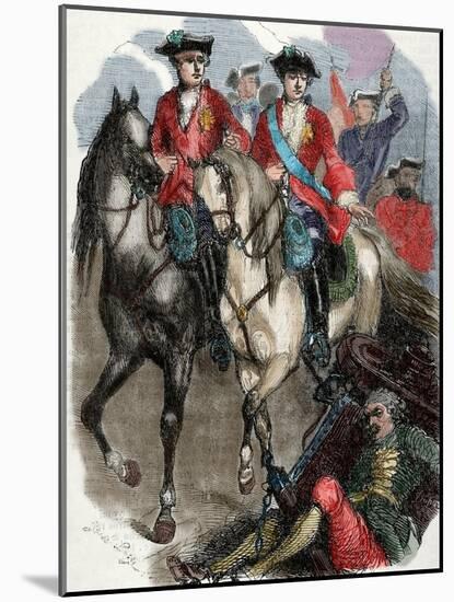 Louis XV of France (1710-1774). King of France and Navarre. Louis XV and the Dauphin in the Batlle-Louis Dupre-Mounted Giclee Print