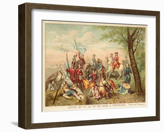 Louis XV of France and Marshal De Saxe at the Battle of Fontenoy, 1745-Antoine Charles Horace Vernet-Framed Giclee Print