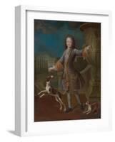 Louis XV of France with Two Dogs (Oil on Canvas)-Pierre Gobert-Framed Giclee Print