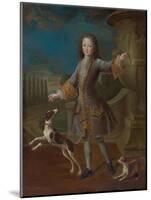 Louis XV of France with Two Dogs (Oil on Canvas)-Pierre Gobert-Mounted Giclee Print