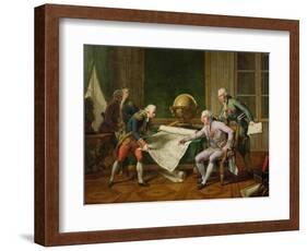 Louis XVI (1754-93) Giving Instructions to La Perouse, 29th June 1785, 1817-Nicolas Andre Monsiau-Framed Giclee Print