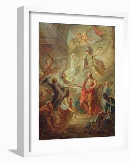 Louis Xvi (1754-93) Swearing Loyalty to the Constitution on the Altar of the Homeland-Nicolas Guy Brenet-Framed Giclee Print