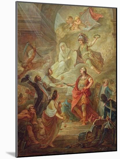 Louis Xvi (1754-93) Swearing Loyalty to the Constitution on the Altar of the Homeland-Nicolas Guy Brenet-Mounted Giclee Print