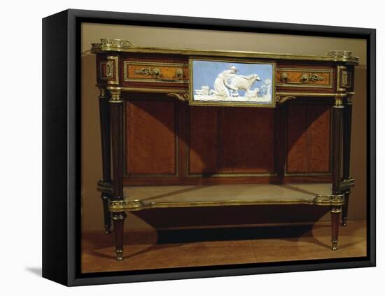 Louis XVI Style Console with Lemon Wood and Amaranth Veneer Finish-null-Framed Stretched Canvas