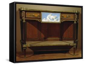 Louis XVI Style Console with Lemon Wood and Amaranth Veneer Finish-null-Framed Stretched Canvas