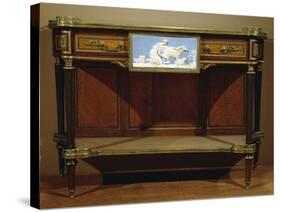 Louis XVI Style Console with Lemon Wood and Amaranth Veneer Finish-null-Stretched Canvas