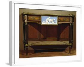 Louis XVI Style Console with Lemon Wood and Amaranth Veneer Finish-null-Framed Giclee Print