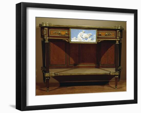 Louis XVI Style Console with Lemon Wood and Amaranth Veneer Finish-null-Framed Giclee Print