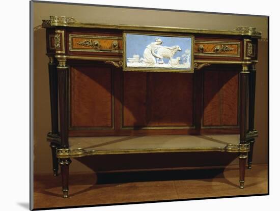 Louis XVI Style Console with Lemon Wood and Amaranth Veneer Finish-null-Mounted Giclee Print