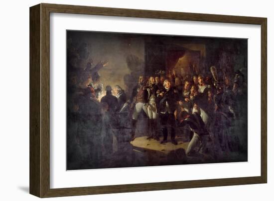 Louis XVIII Left the Tuileries on the Night of March 20, 1815-Antoine-Jean Gros-Framed Giclee Print