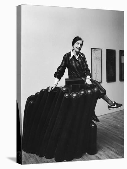 Louise Bourgeois with Her Sculpture "Femme Maison" at the Museum of Modern Art-Ted Thai-Stretched Canvas