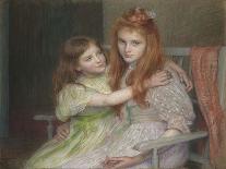 Two Girls Sitting on a Bench-Louise-Cathérine Breslau-Stretched Canvas