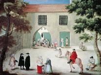 Assisting Poor in Front of Abbey of Port-Royal Des Champes-Louise-Magdeleine Hortemels-Stretched Canvas