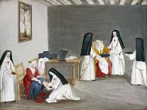 Assisting Poor in Front of Abbey of Port-Royal Des Champes-Louise-Magdeleine Hortemels-Stretched Canvas