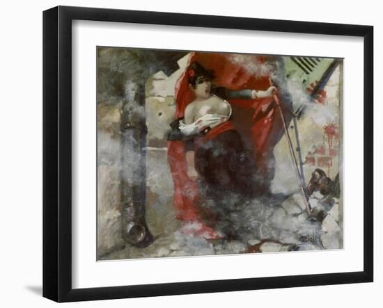 Louise Michel on the Barricades, March 18th 1871. Painted in 1885-Théophile Alexandre Steinlen-Framed Giclee Print