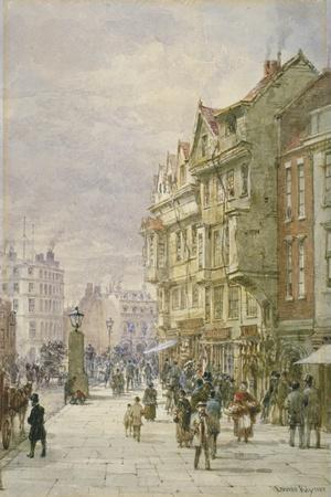 View East Along Holborn with Figures and Horse-Drawn Vehicles on the Street, London, 1875