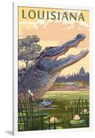 Louisiana - Alligator and Baby-Lantern Press-Framed Art Print