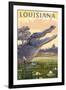 Louisiana - Alligator and Baby-Lantern Press-Framed Art Print