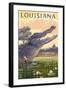 Louisiana - Alligator and Baby-Lantern Press-Framed Art Print