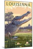 Louisiana - Alligator and Baby-Lantern Press-Mounted Art Print