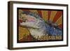 Louisiana - Alligator - Mosaic-Lantern Press-Framed Art Print