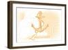 Louisiana - Anchor - Yellow - Coastal Icon-Lantern Press-Framed Art Print
