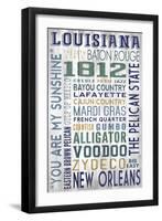 Louisiana - Barnwood Typography-Lantern Press-Framed Art Print