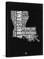 Louisiana Black and White Map-NaxArt-Stretched Canvas