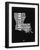 Louisiana Black and White Map-NaxArt-Framed Art Print