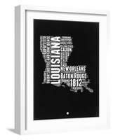 Louisiana Black and White Map-NaxArt-Framed Art Print