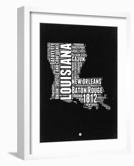 Louisiana Black and White Map-NaxArt-Framed Art Print