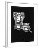 Louisiana Black and White Map-NaxArt-Framed Art Print