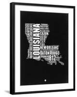 Louisiana Black and White Map-NaxArt-Framed Art Print