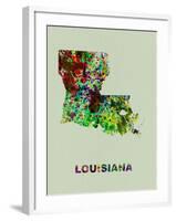 Louisiana Color Splatter Map-NaxArt-Framed Art Print