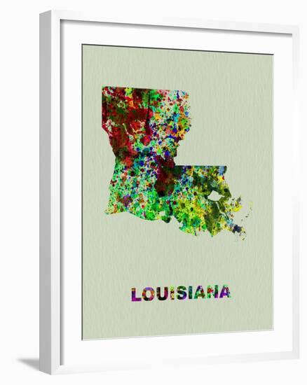 Louisiana Color Splatter Map-NaxArt-Framed Art Print