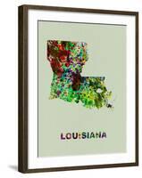 Louisiana Color Splatter Map-NaxArt-Framed Art Print