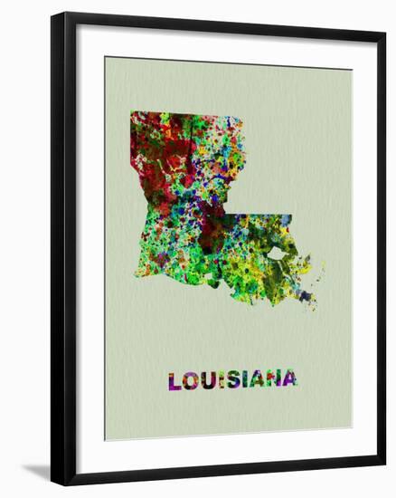 Louisiana Color Splatter Map-NaxArt-Framed Art Print